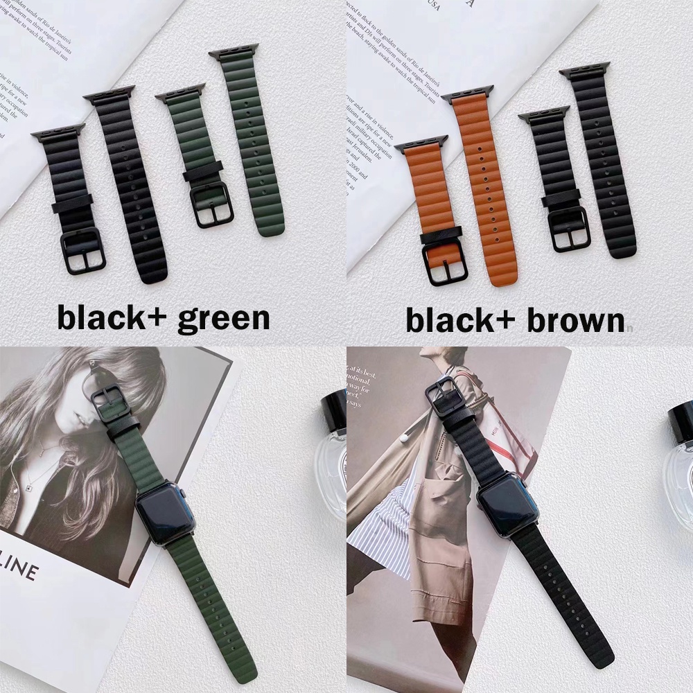 Dây Đeo Bằng Da Khóa Màu Sáng Tạo Cho Đồng Hồ Thông Minh Apple Watch Series 7 6 SE 5 4 3 2 1 41mm 45mm 38mm 42mm 40mm 44mm