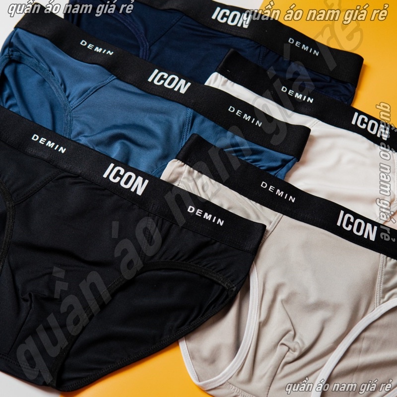Comboquần sịp tam giác Icon chất vải thun lạnh, ko nhăn,ko xù,ko bay màu, co giãn 4 chiều, thoáng khí dễ vận động