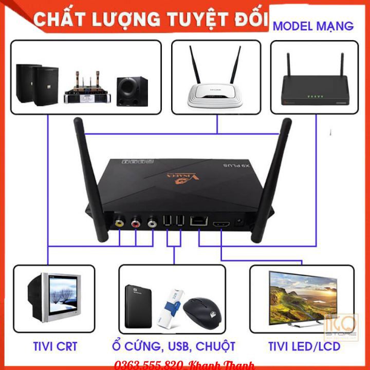 TV BOX VINABOX X9 (Rockchip RK 3229/Mail 450MP/2G/16G) - Hỗ trợ điều khiển giọng nói - Bảo hành 12 tháng