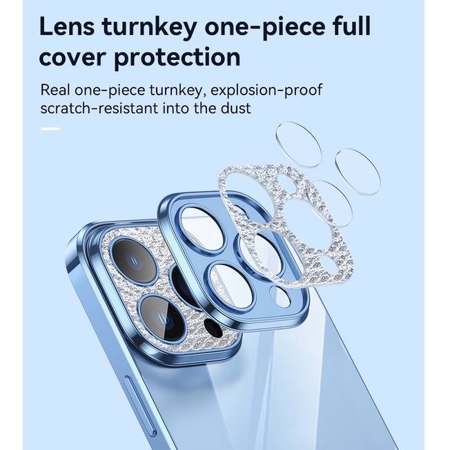 Ốp Sulada nhám camera đính đá cho iPhone 13, 13 Pro, 13 Pro Max,11, 12 Pro Max viền màu chống vân tay, bảo vệ camera