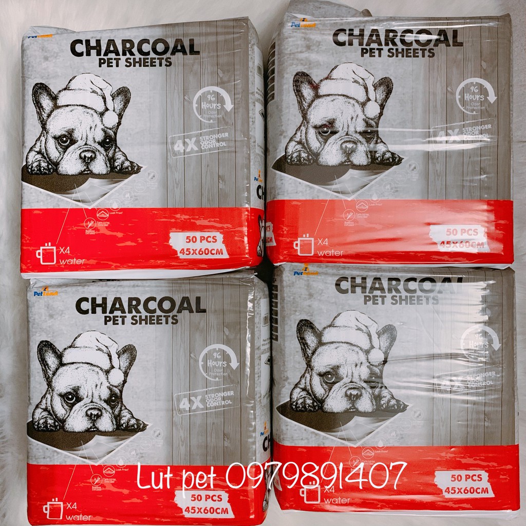 Tã bỉm miếng lót vệ sinh cho chó mèo khử mùi Charcoal Pet Sheets than hoạt tính  - miếng lót vệ sinh chó mèo