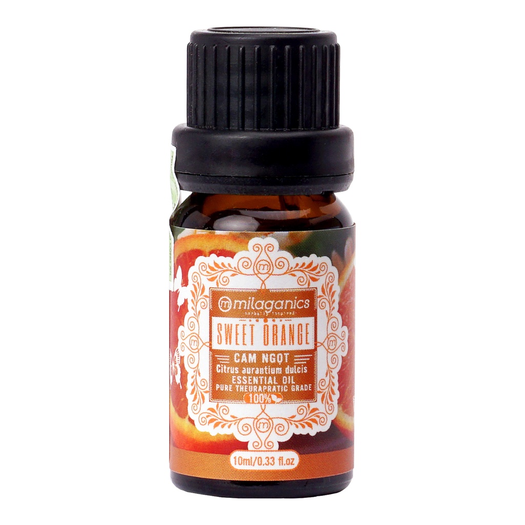 Tinh Dầu Cam Ngọt Sweet Orange MILAGANICS Essential Oil, Xuất Xứ Thiên Nhiên Không Pha Tạp Chất, Có Giấy Kiểm Định COA