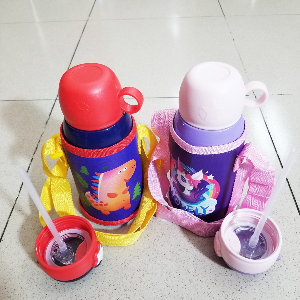 Bình giữ nhiệt đa chức năng inox 304 an toàn họa tiết khủng long và ngựa pony