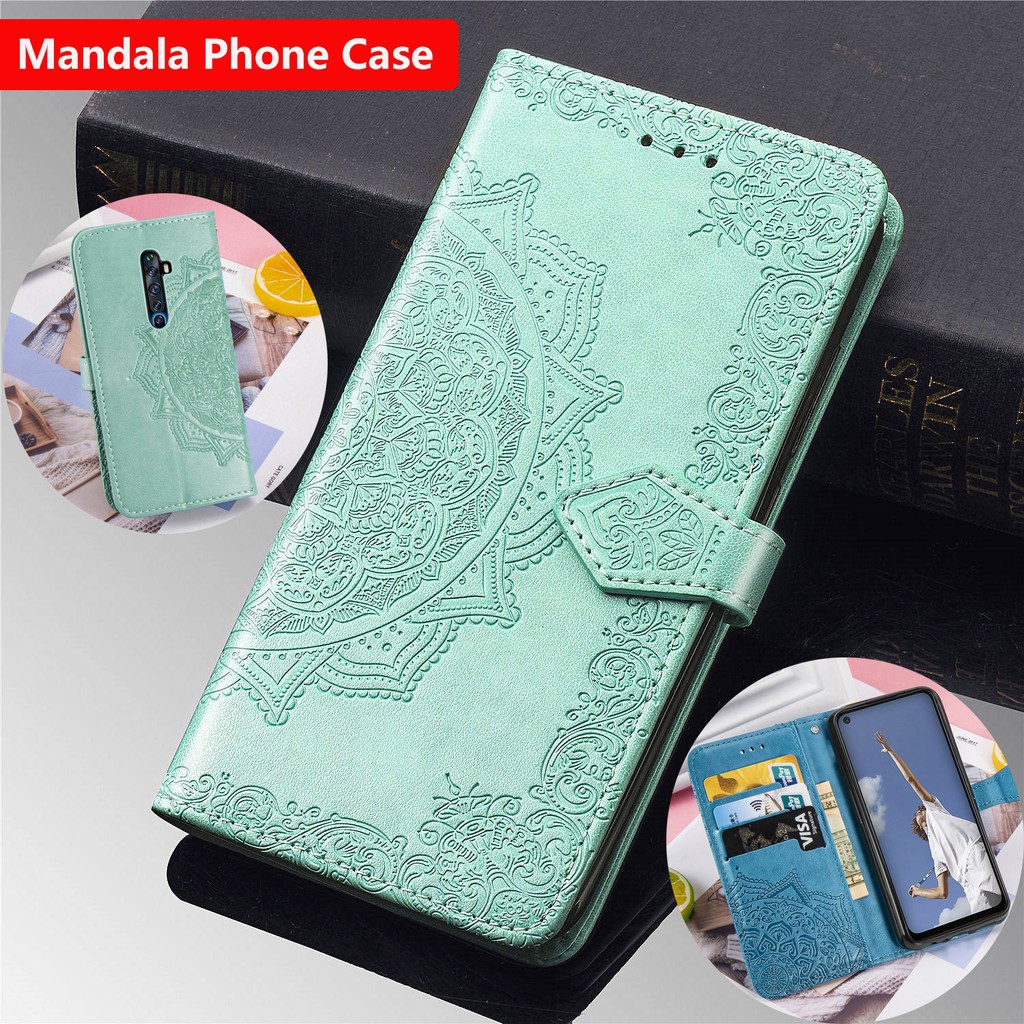 Bao da điện thoại kiểu ví chống sốc hình hoa Mandala kèm khóa gài dành cho Oppo Reno 2 2Z 2F Z 3 10X F11 Pro | BigBuy360 - bigbuy360.vn
