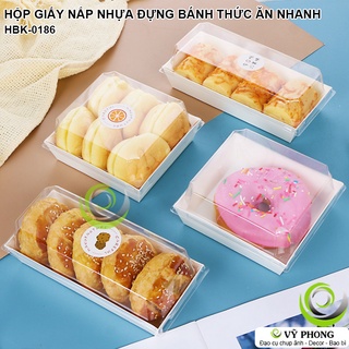 SET 5 HỘP GIẤY NẮP NHỰA PET ĐỰNG BÁNH KẸO THỨC ĂN NHANH HỘP ĐỰNG BÁNH KEM NẮP TRONG SUỐT SANG TRỌNG HBK-0186
