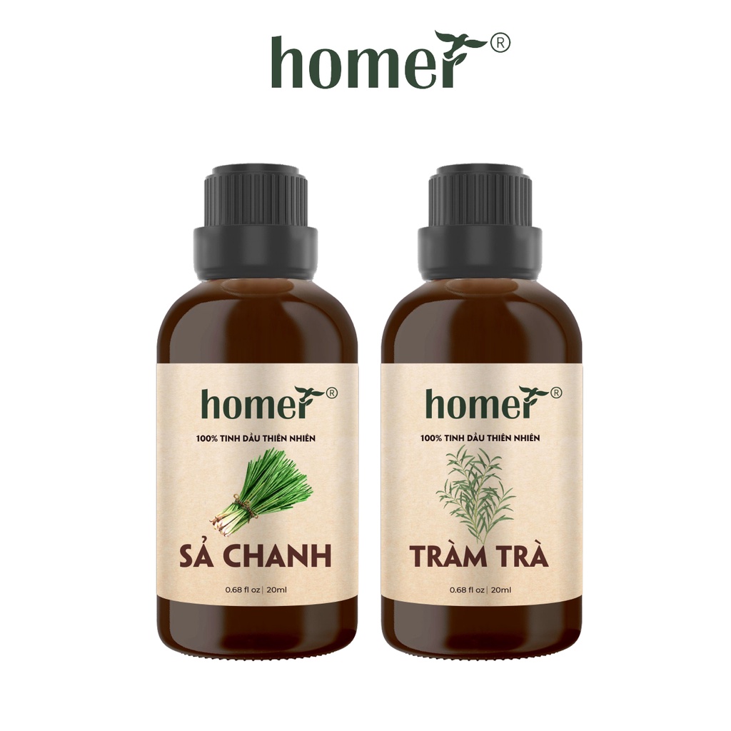 Combo 2 tinh dầu Sả Chanh + Tràm Trà Homer 20ml/chai