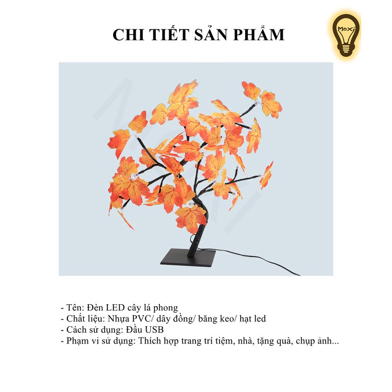【HÀNG SẴN】Đèn led cây để bàn lá phong mùa thu thiết kế độc đáo trang trí DECOR phòng ngủ dùng USB tiện dụng MOXI.