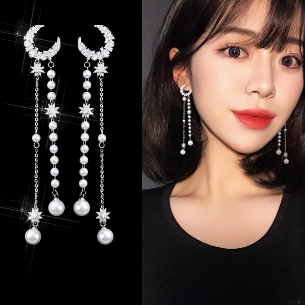 Bông tay bạc dáng dài hình ngôi sao nữ tính