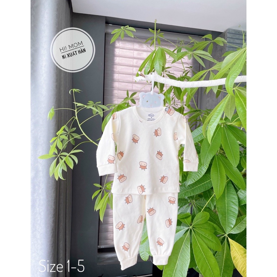 Bộ dài tay cài vai cotton họa tiết đáng yêu Hi'mom cho bé