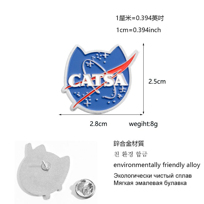 NASA Huy Hiệu Cài Áo Hình Chú Mèo Sáng Tạo