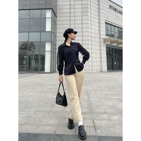 ZIEL Sơ mi lụa cao cấp ống tay 2 lớp xuyên thấu cách điệu | Mason Shirt