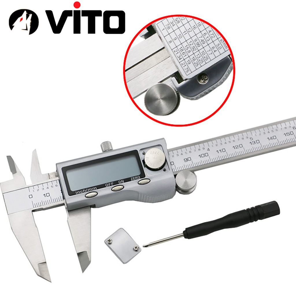 Thước Kẹp Điện Tử Thép Không Gỉ VITO Dài 150mm Đa Năng Hộp Nhựa