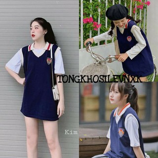 SET ÁO GILE CỔ VIỀN HUY HIỆU + ÁO THUN TAY LỠ HOT - (Sp sẵn)