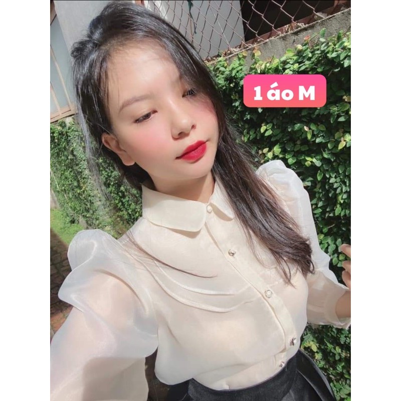 Áo sơmi tơ Organza ruby