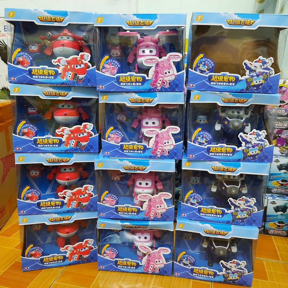 Super wings bộ mô hình cảnh sát paul siêu cấp cỡ lớn và thú cưng đồ chơi trẻ em đội bay siêu đẳng