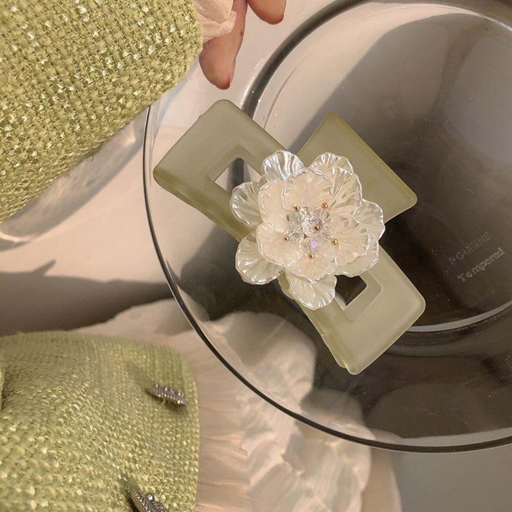 Kẹp Tóc Càng Cua Hình Vuông Bằng Acrylic Màu Xanh Lá Kiểu Nhật Hàn Ngọt Ngào