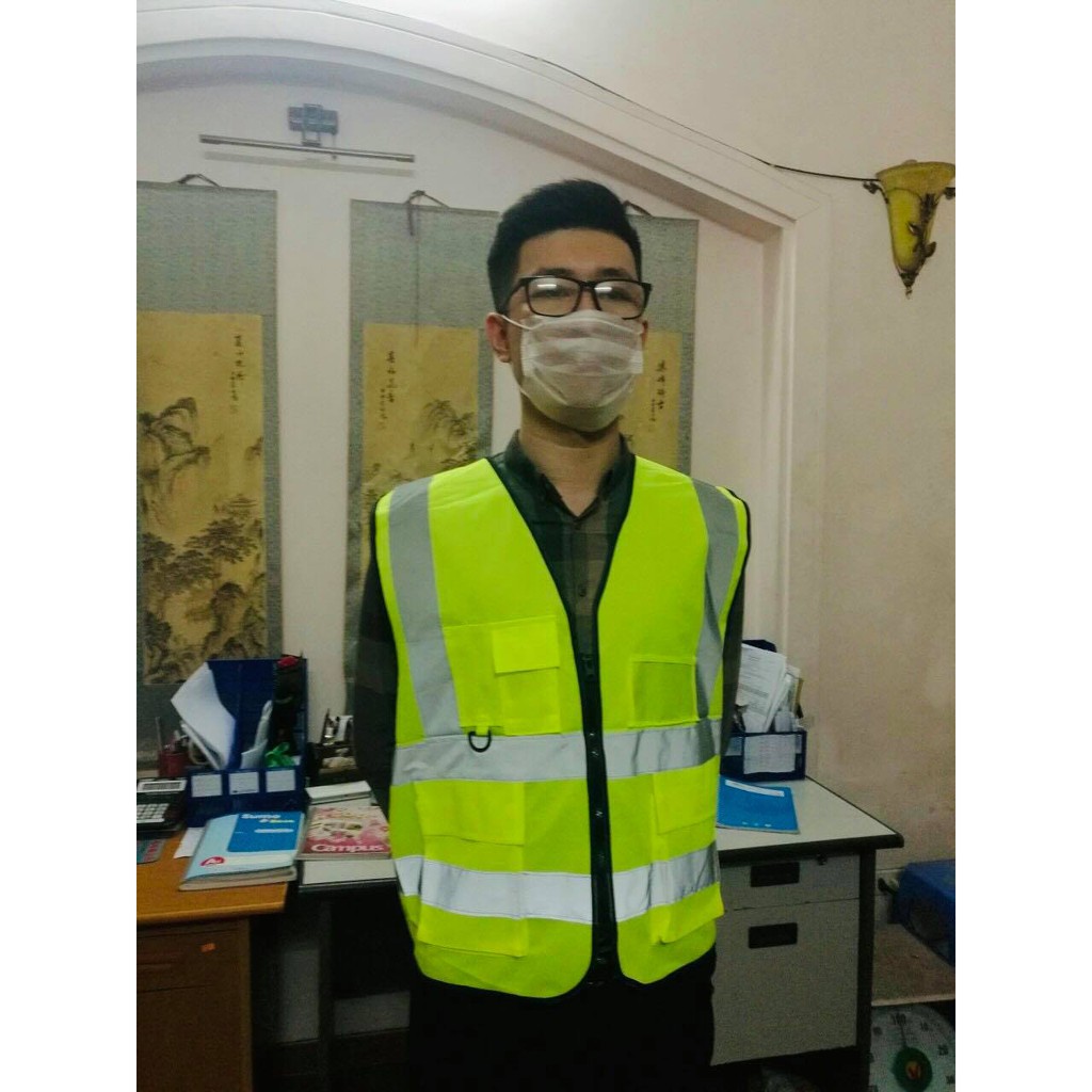 Áo gile phản quang bảo hộ túi hộp cao cấp, Áo gile phản quang kỹ sư vải polyester siêu nhẹ, thoáng mát. In theo yêu cầu