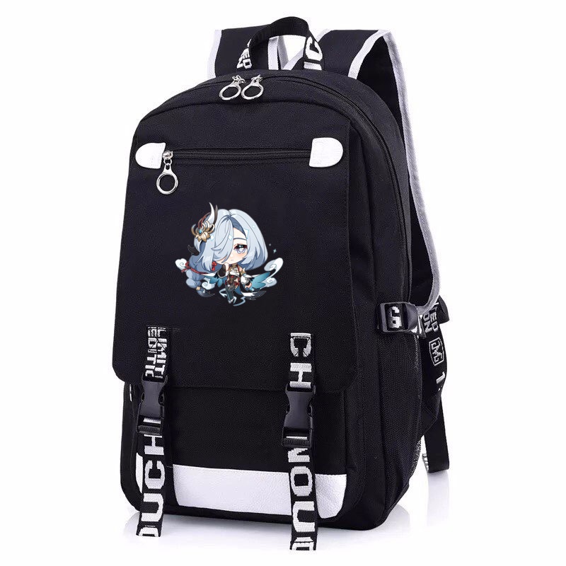Balo nam nữ in hình nhân vật SHENHE game GENSHIN IMPACT anime chibi cặp sách đi học đựng đồ dùng học tập ani
