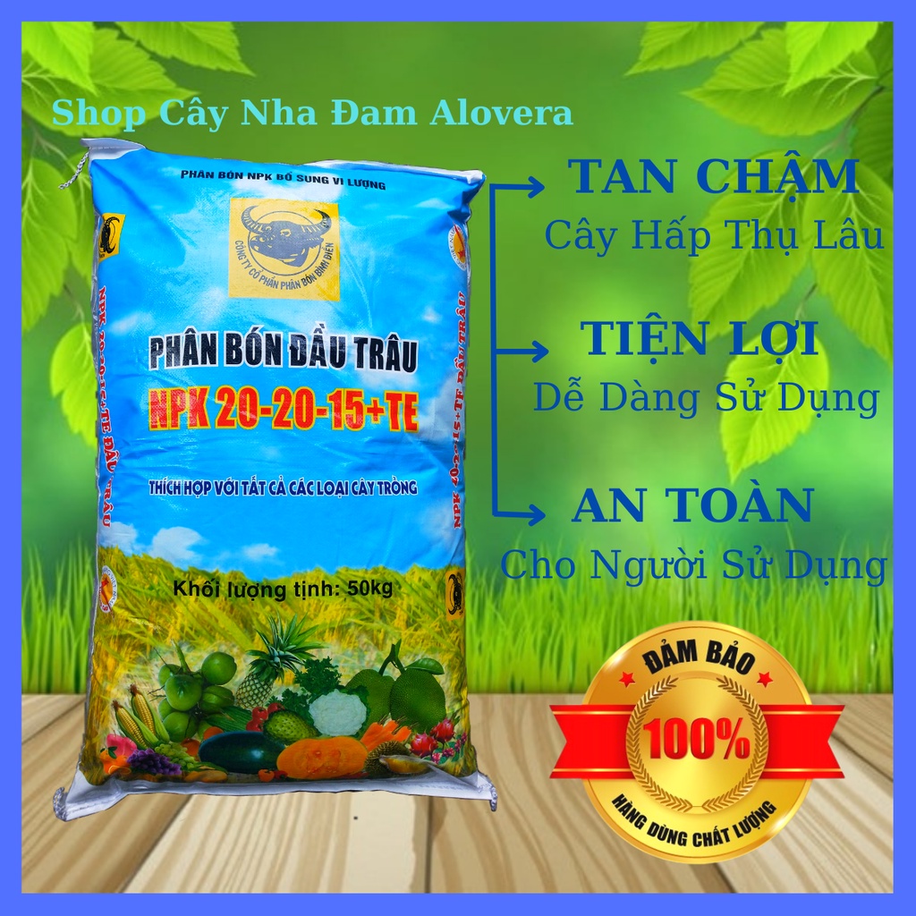 Phân NPK 20 20 15 + TE Đầu Trâu Hạt 4 Màu