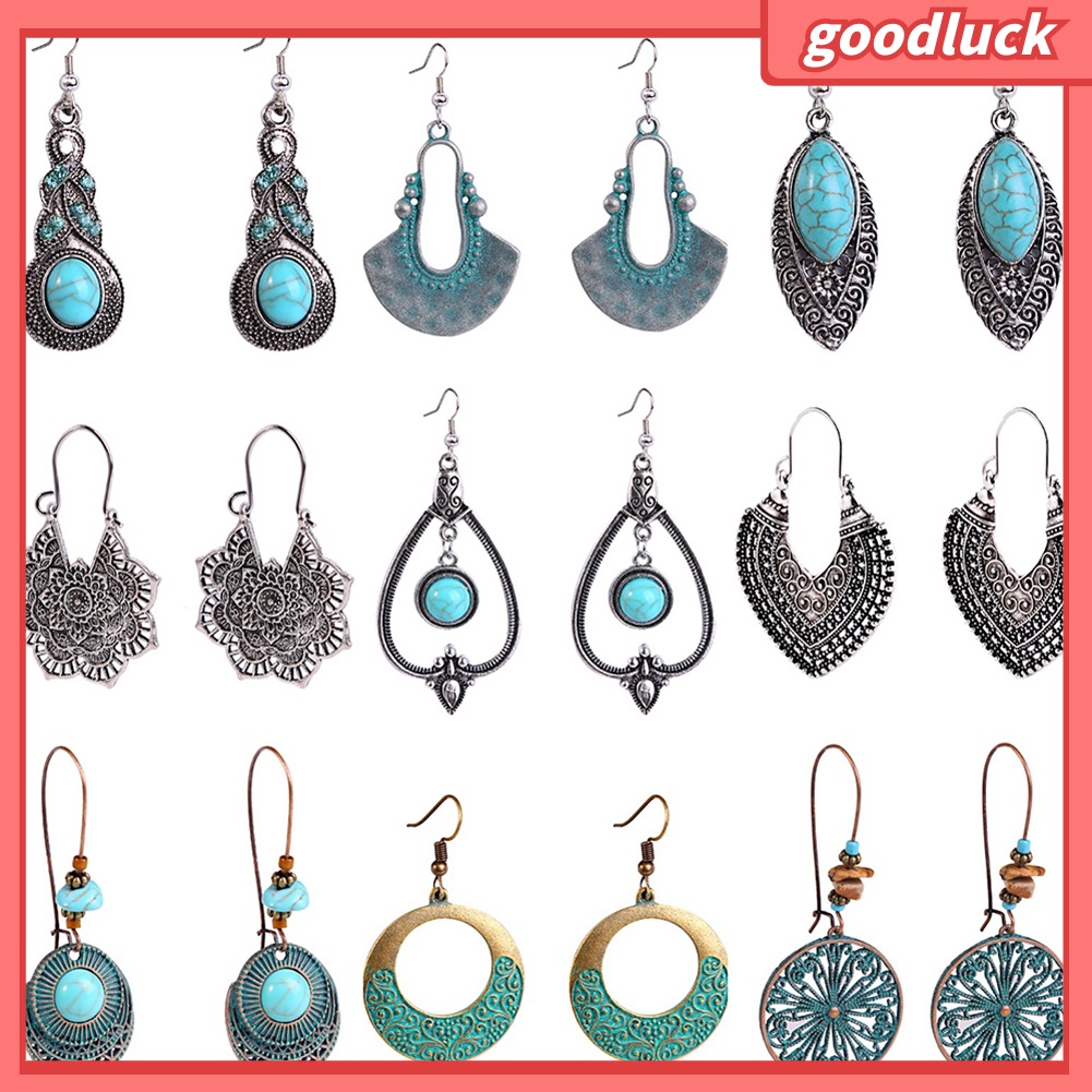 Hoa tai dạng móc treo hình học phong cách dân tộc Bohemia cổ điển cho nữ