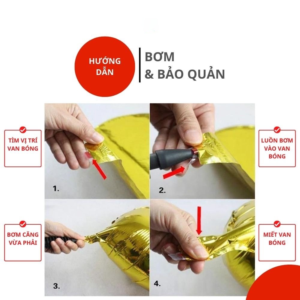 Bơm bóng bằng tay, bơm bóng bay, bóng tráng nhôm trang trí tiệc sinh nhật, cưới hổi
