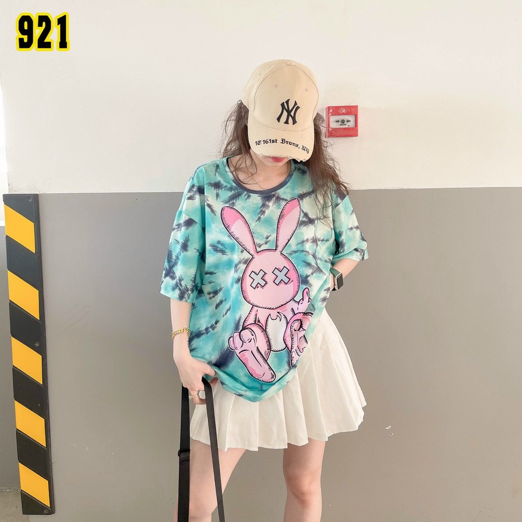 Áo thun tay ngắn unisex, áo phông tay lỡ nam nữ, thun lạnh màu loang, 100% cotton, free size 40-75kg - yumi47store-921 | BigBuy360 - bigbuy360.vn