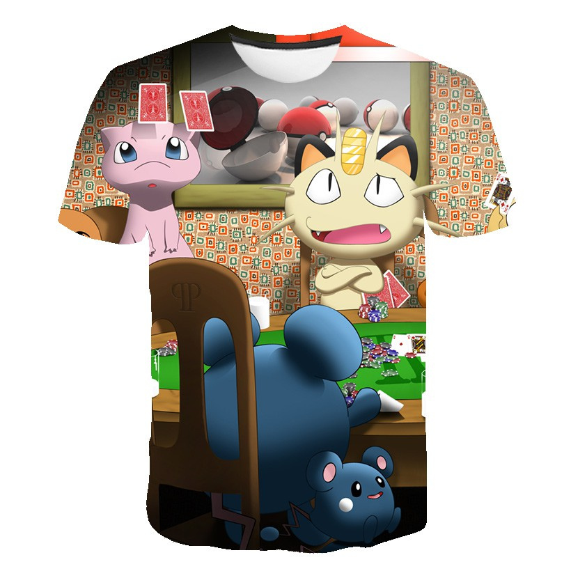 Áo thun HUQISHA họa tiết hoạt hình Pokemon thời trang dành cho nam