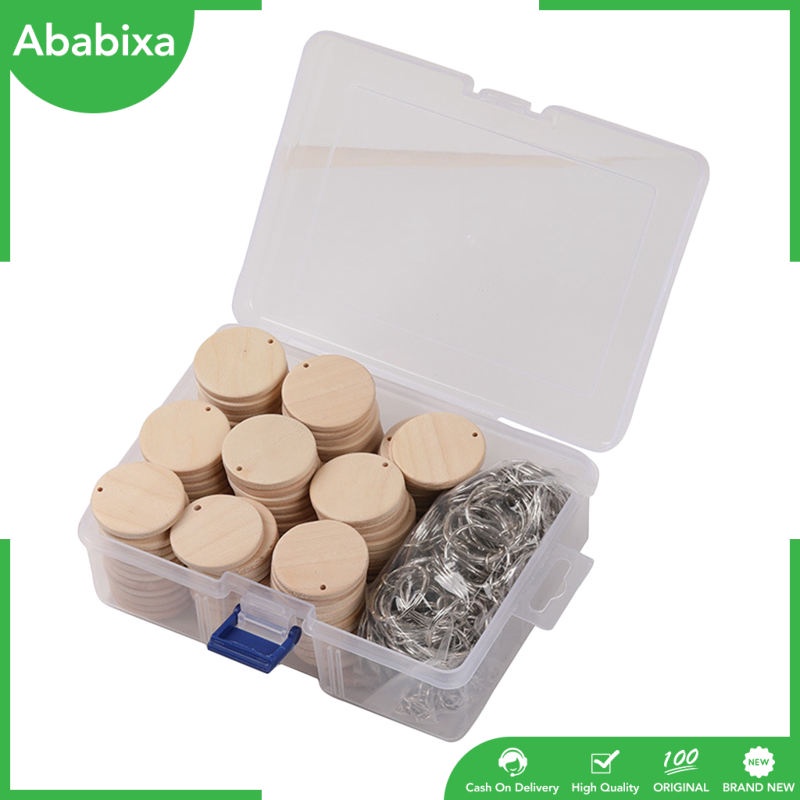 Set 100 miếng gỗ trơn tự nhiên chưa hoàn thành 1/ 2 lỗ có móc khóa DIY