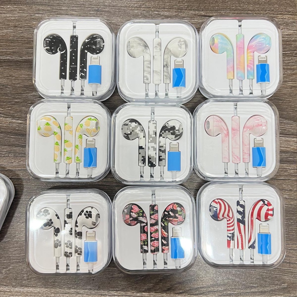 Tai Nghe Có Dây Nhét Tai NAHU Họa Tiết Gaming Có Mic Chống Ồn Táo 7 8 Plus X XR XS Max 11 12 13 Pro SE