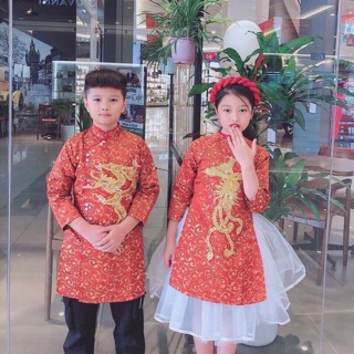Áo dài gấm rồng bibi