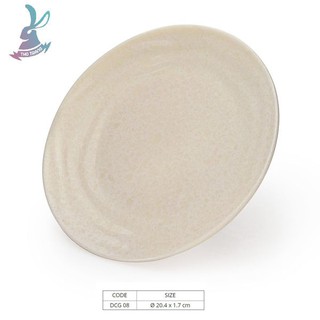 Dĩa cạn có gân nổi màu vân đá trắng nhựa melamine cao cấp
