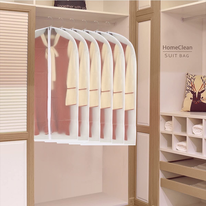 Bộ 6 Túi Khóa Kéo Đựng Quần Áo Màu Trắng Trong Suốt 24'' X40''