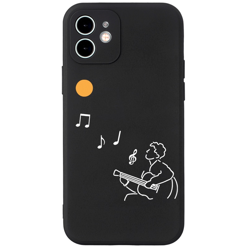 Ốp lưng JURSUE mềm hình cặp đôi dễ thương đẹp đen Cho iPhone 14 13 12 11 Pro Max SE 2020 X XR XS 8 7 ip 6S 6 Plus Y2183