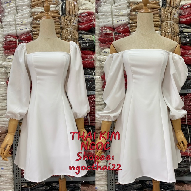 Đầm xoè cổ vuông có lót 4 màu