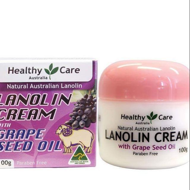 Kem dưỡng mỡ cừu với tinh dầu hạt nho Healthy care Lanolin cream with Grape seed oil 100g -giadungthongminhhn84