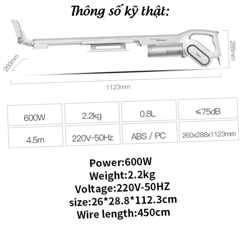 Máy Hút Bụi Gia Đình Cầm Tay Deerma DX700 2 Trong 1 Thế Hệ Mới Công Suất 600W Kèm Lõi Lọc Hepa - BH 6 Tháng