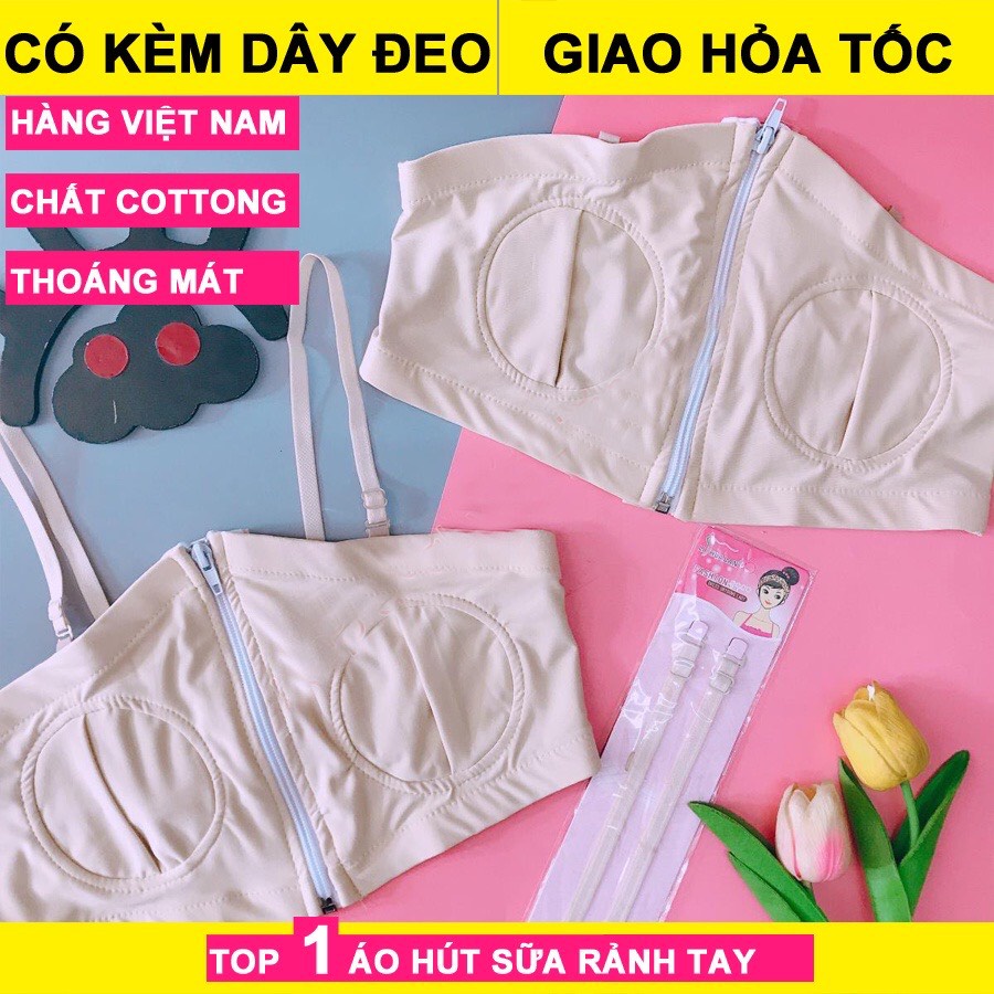 Áo hút sữa rảnh tay có dây cotton hàng Việt Nam