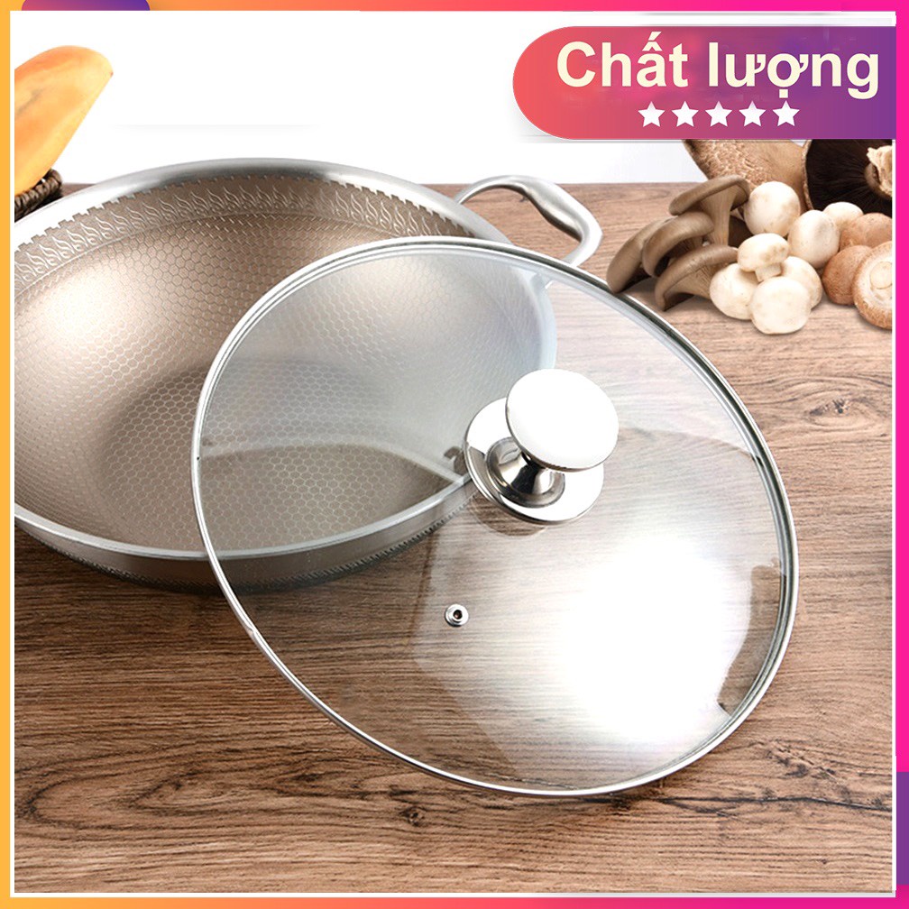 Nắp kính cường lực viền thép không gỉ (inox) đậy nồi, chảo chống dính, xửng, quánh tiện dụng 18 - 32 cm