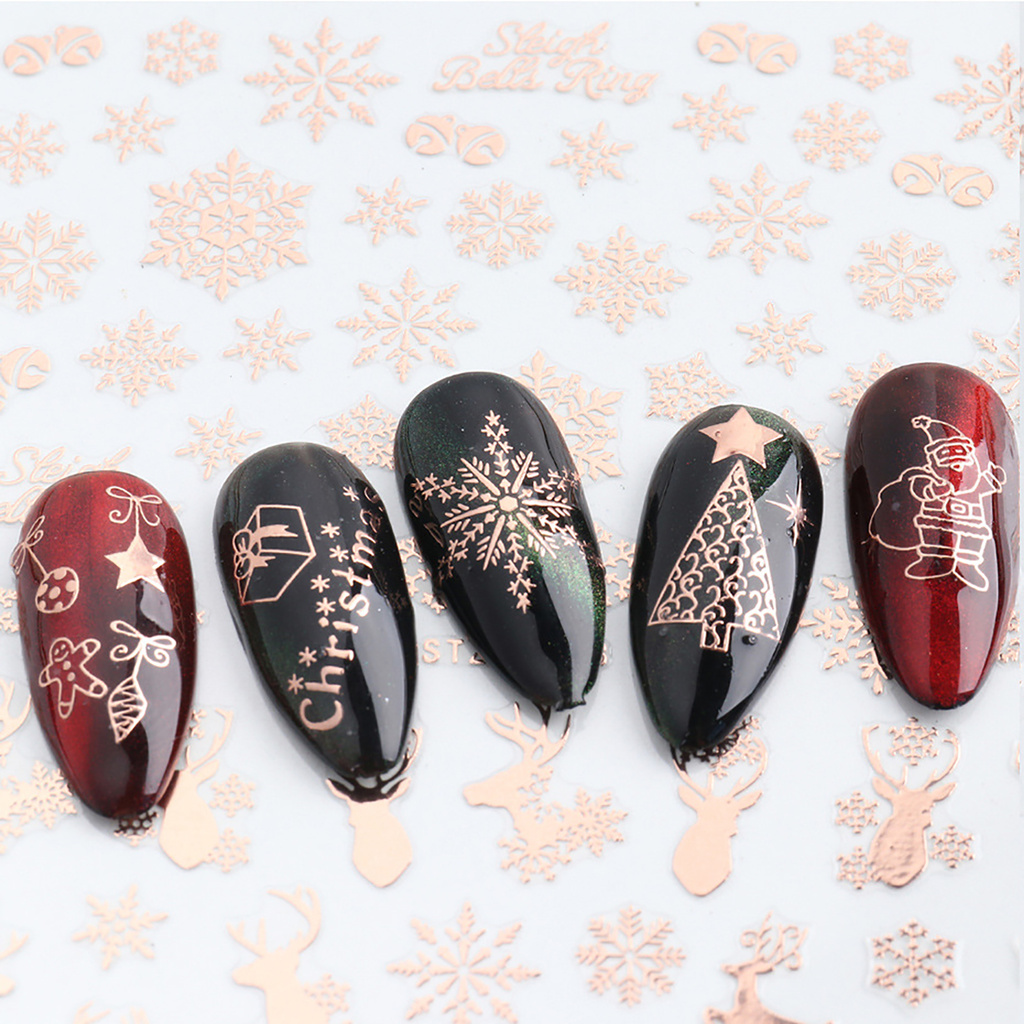 [Hàng mới về] Bộ 3 Miếng Dán Móng Tay Họa Tiết Giáng Sinh Xinh Xắn