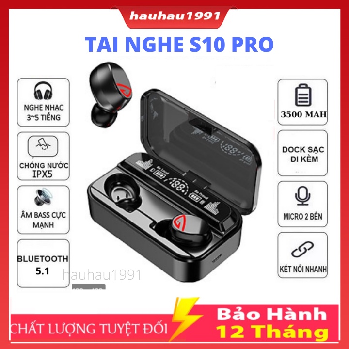 Tai Nghe Bluetooth Gaming S10 Pro, M10 PRO, F9 PRO Cao Cấp, Cảm Ứng, Hỗ Trợ Đàm Thoại, Nghe Nhạc, Kiêm Sạc Dự Phòng