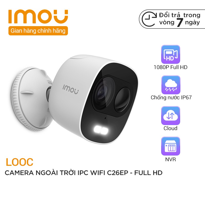 Camera wifi Imou C26EP, độ phân giải Full HD1080P, lắp đặt ngoài trời - Lưu trữ đám mây - Bảo hành chính hãng 2 năm