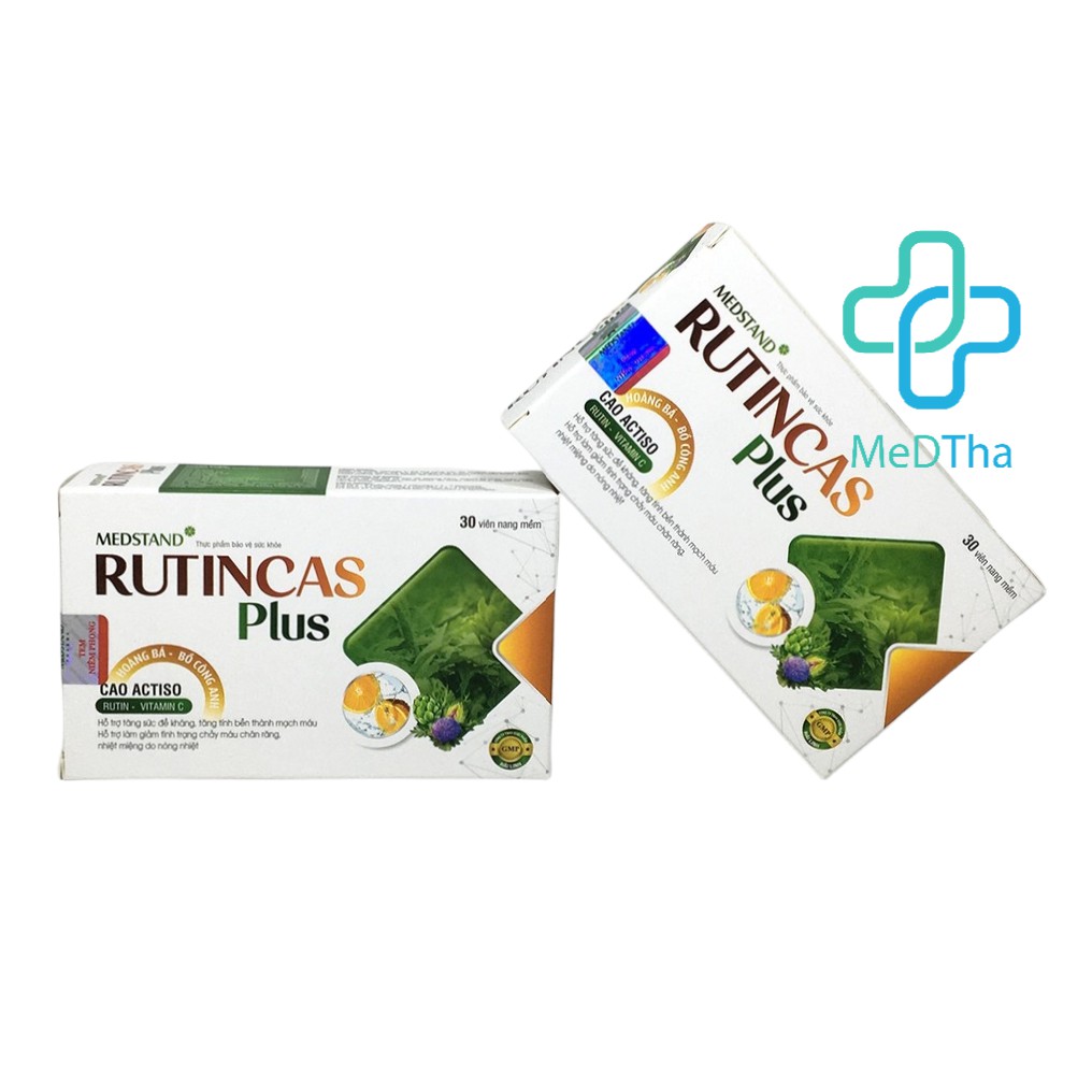 Viên uống bổ sung vitamin C Rutincas plus - Giúp giảm nhiệt miệng, bền thành mạch MEDSTAND (Hộp 30 viên) [Chính Hãng]