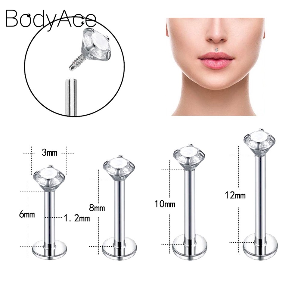 Bộ 8 Khuyên Xỏ Cơ Thể Bằng Thép Không Gỉ Đính Đá Pha Lê Cá Tính