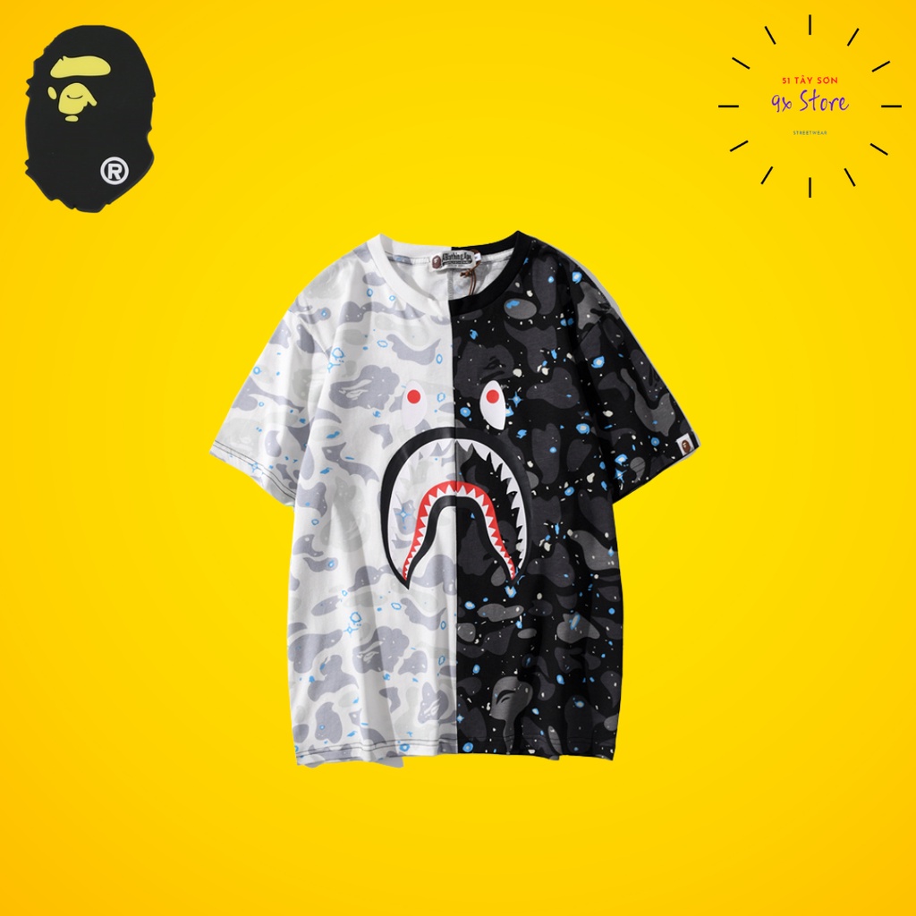 Áo Tee Bape camo nửa trắng đen Ss2022