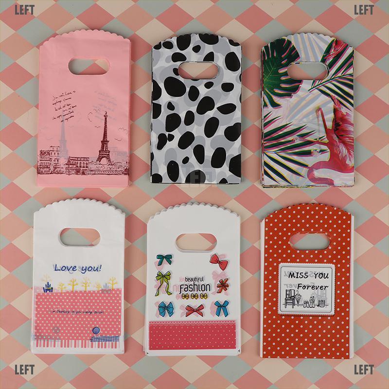 Set 50 Túi Mua Sắm Mini 9 * 15cm Có Tay Cầm Bằng Nhựa Tiện Dụng
