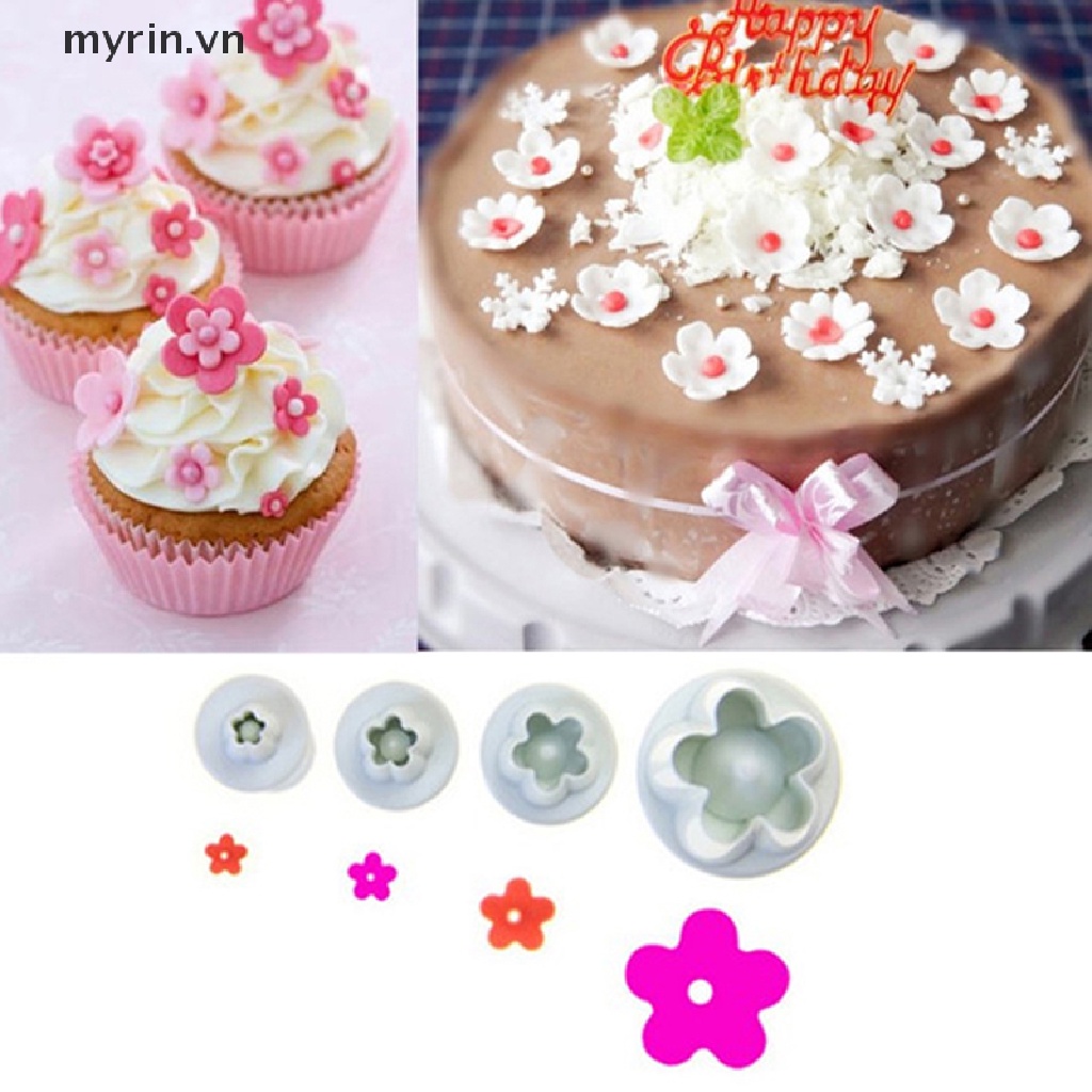 Set 4 Khuôn Cắt Kẹo Mềm Trang Trí Bánh Hình Hoa Mận