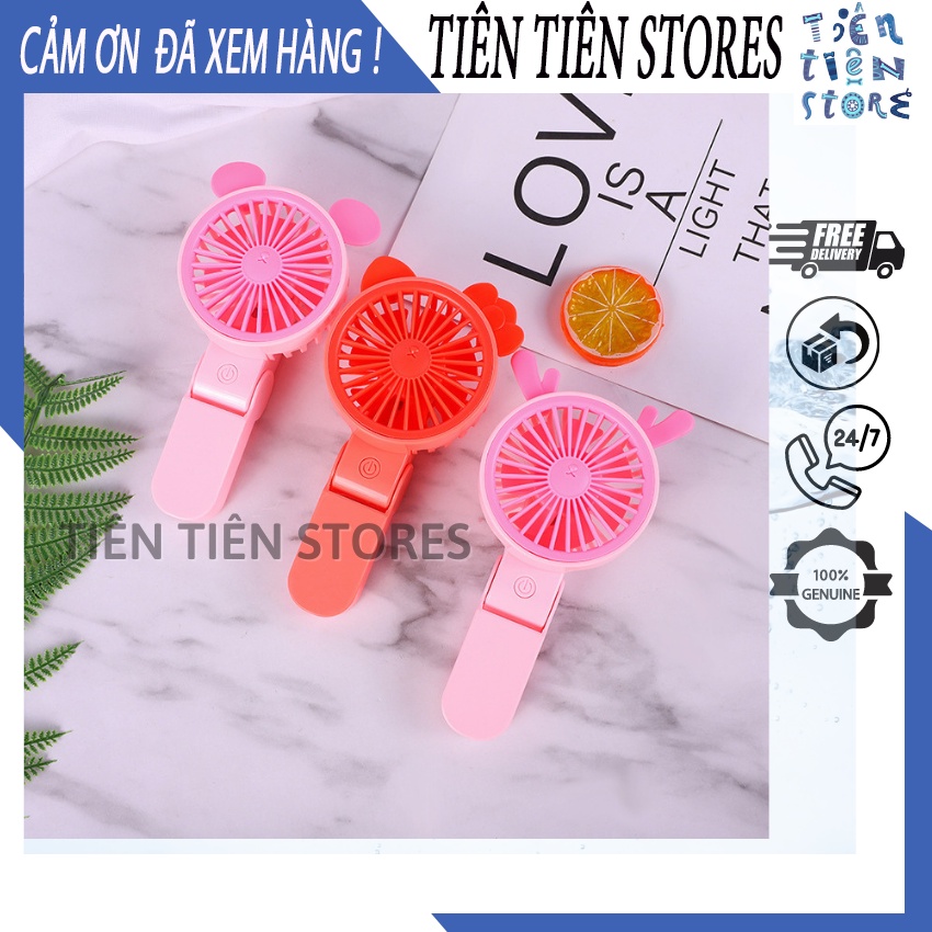 Quạt mini tích điện cầm tay nhỏ gọn 3 chế độ Trung Quốc siêu xinh mát dùng 2-4h tích điện kèm sạc pin TIÊN TIÊN STORES 2