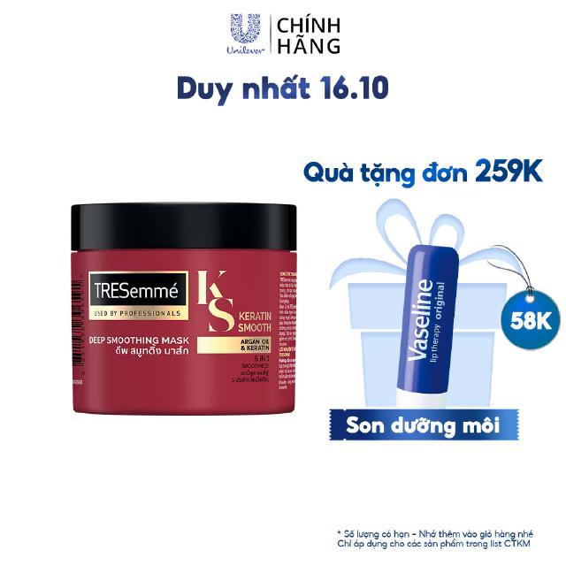 Kem ủ TRESemmé Keratin Smooth Tinh Dầu Argan Vào nếp suôn mượt 180ML
