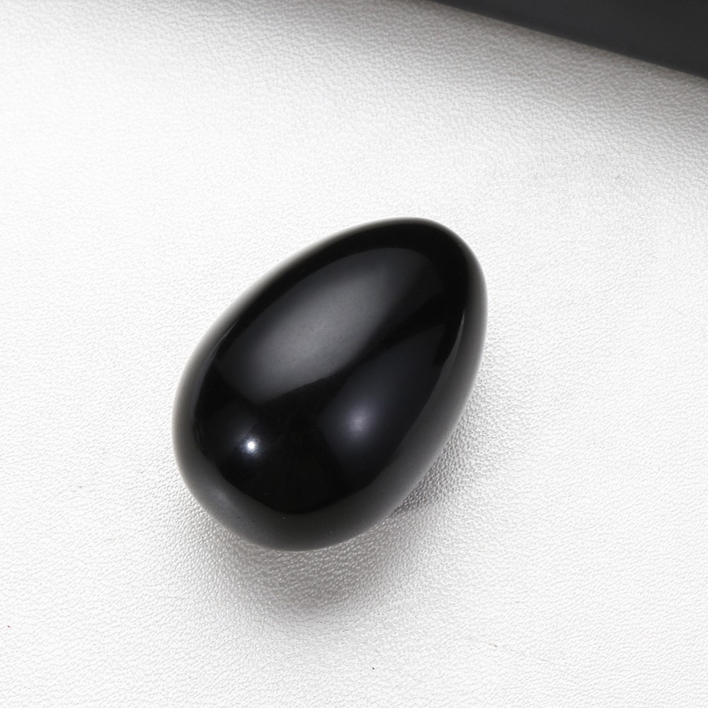 Quả Trứng Đá Obsidian Tự Nhiên Màu Trắng Đen Dùng Trang Trí