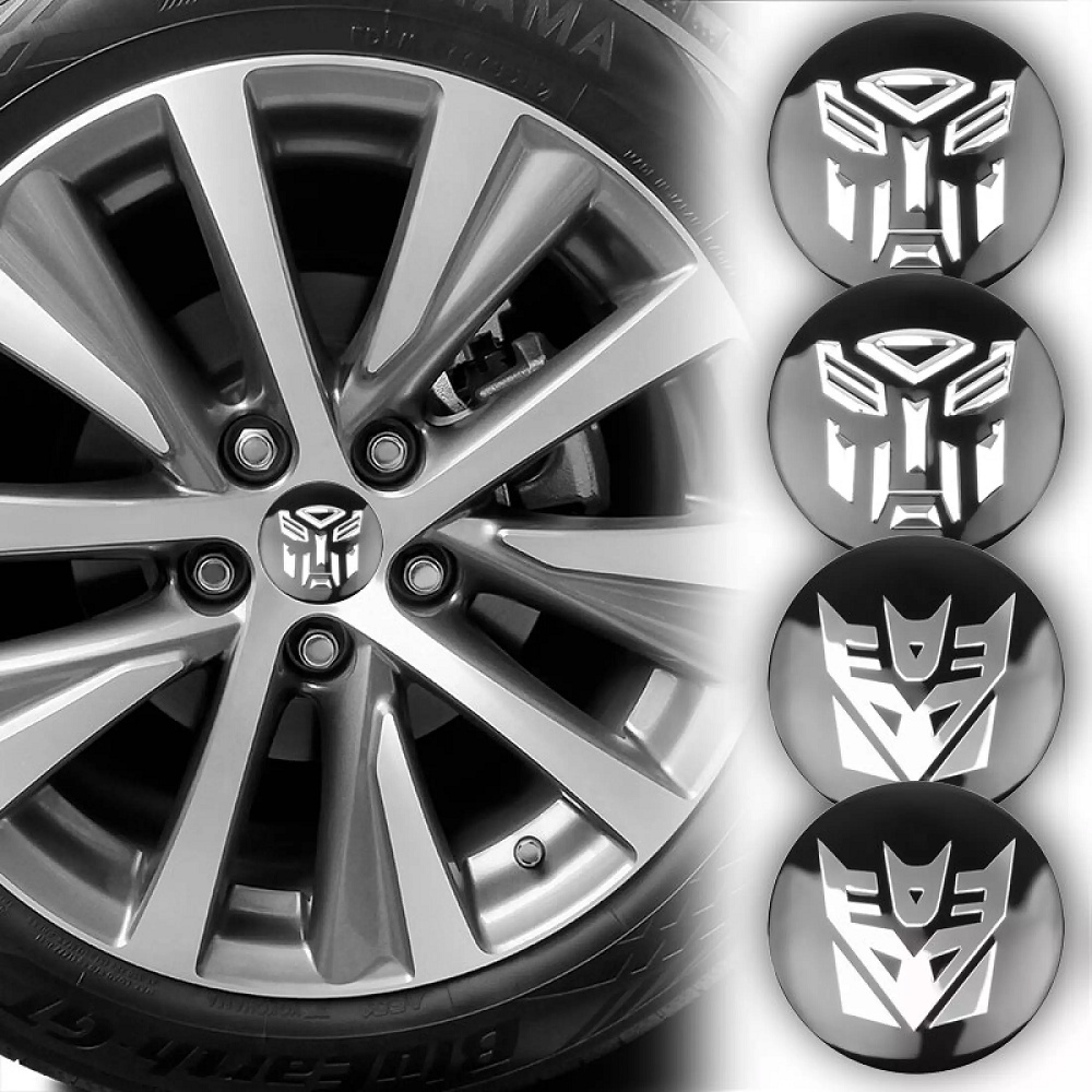 Bộ 4 Logo Nhôm Dán Trục Bánh Xe Hơi Hình Transformers